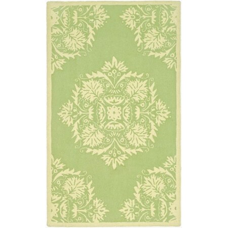 Safavieh 2 ft. - 9 in. x 4 ft. - 9 in. Small Rectangle- Transitional Chelsea Green And Beige Hand Hooked Rug HK359B-3